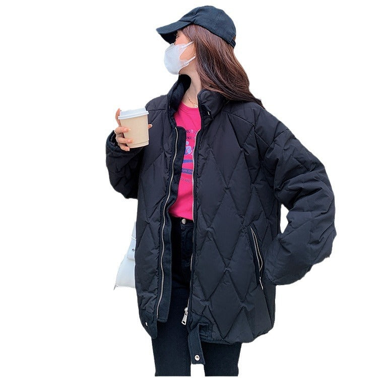 Damen Komfortable gesteppte Winterjacke mit hohem Kragen EB