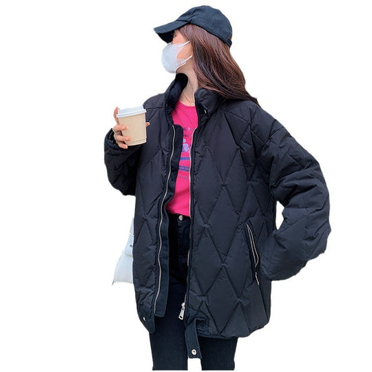 Damen Komfortable gesteppte Winterjacke mit hohem Kragen EB