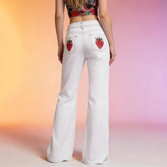Damen Flared Jeans mit hohem Bund und eleganten Nahtdetails EB