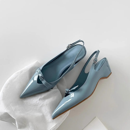 Damen Slingback-Pumps mit eleganter Schleifenverzierung und spitz zulaufendem Design EB