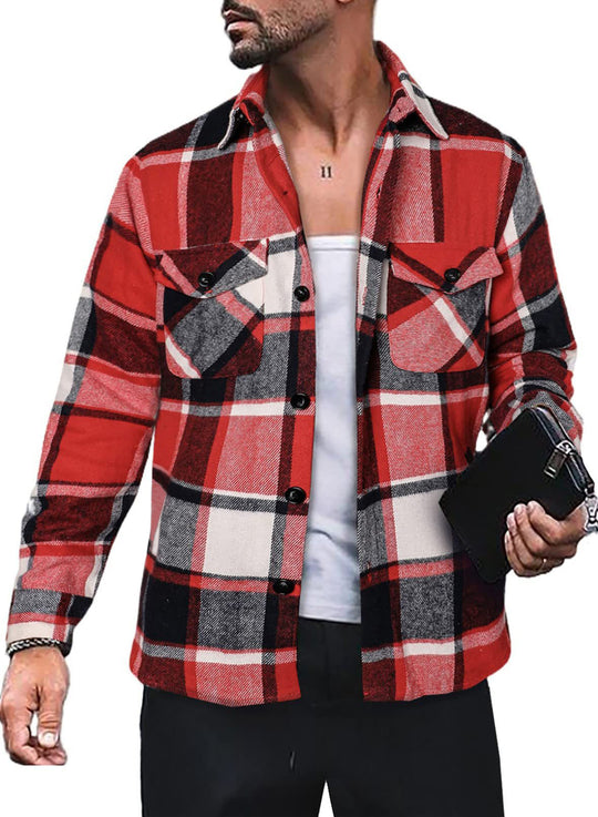 Herren Flanellhemd mit Karomuster und funktionalen Taschen EB