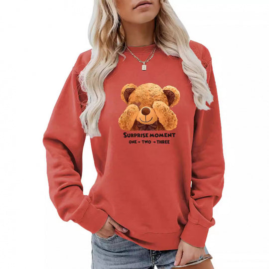 Damen Freizeitpullover mit süßem Bärenmotiv EB
