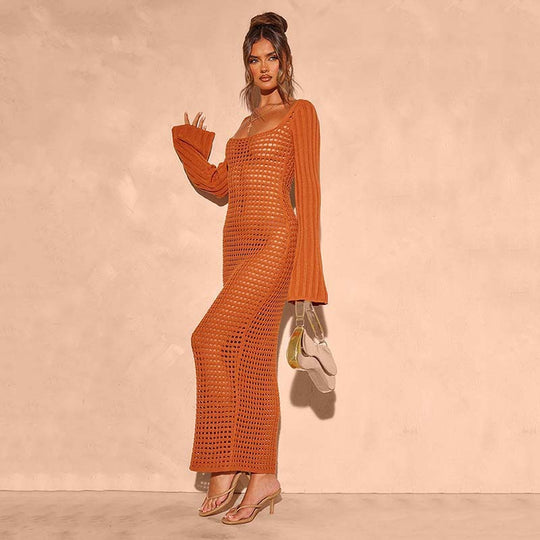 Damen figurbetontes Netzkleid mit raffiniertem Muster EB