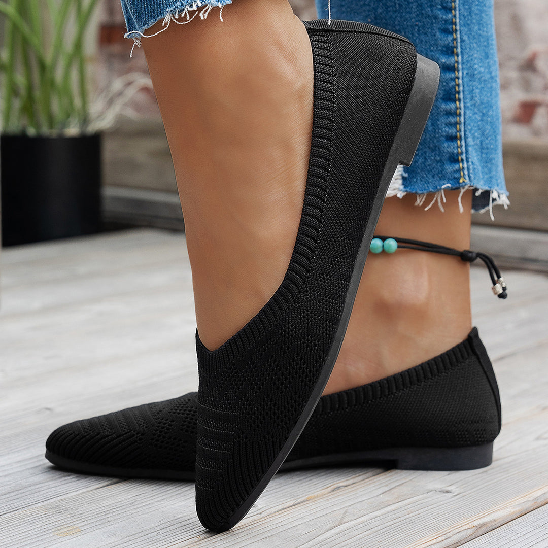 Damen Ballerinas mit kreativem Hahnentrittmuster und flexiblem Fußbett EB