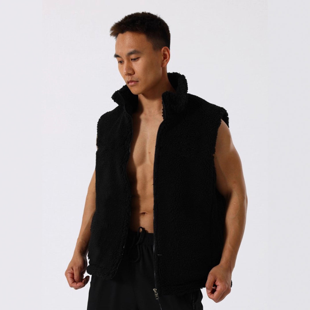 Damen Teddy-Fleeceweste mit Stehkragen und Reißverschluss EB