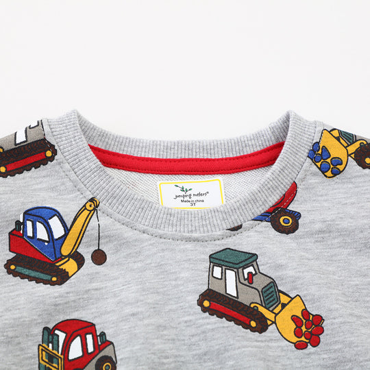Jungen Sweatshirt mit kreativen Baustellenfahrzeug-Motiven EB