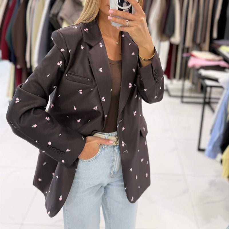 Damen trendiger Blazer mit taillierbarem Gürtel EB
