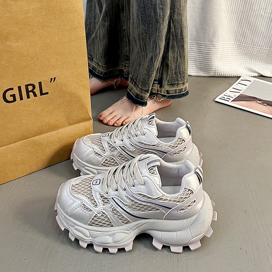 Damen Ultra-leichte Fitness-Sneaker mit atmungsaktiver Netzstruktur und stoßdämpfender Sohle EB
