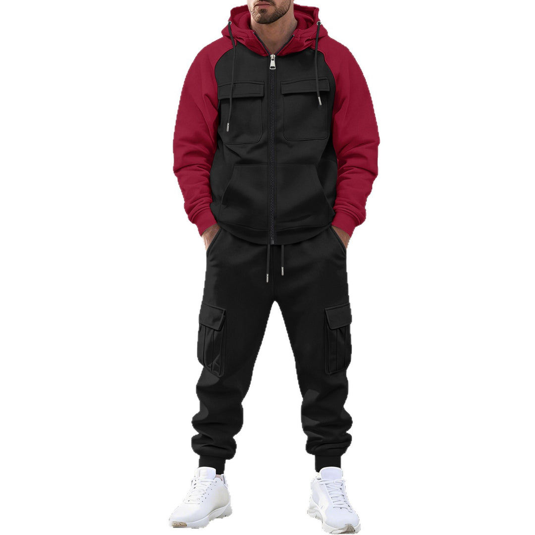 Herren nan Kapuzen-Sweatset mit Reißverschluss und funktionaler Cargohose EB