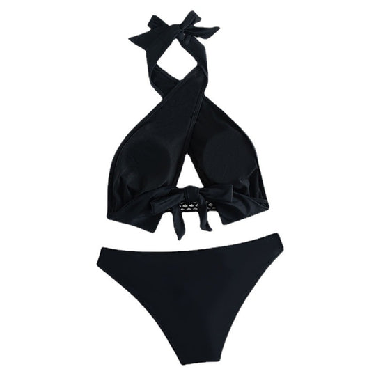 Damen Bikini-Set mit innovativem Wickel-Design und Netzdetails EB