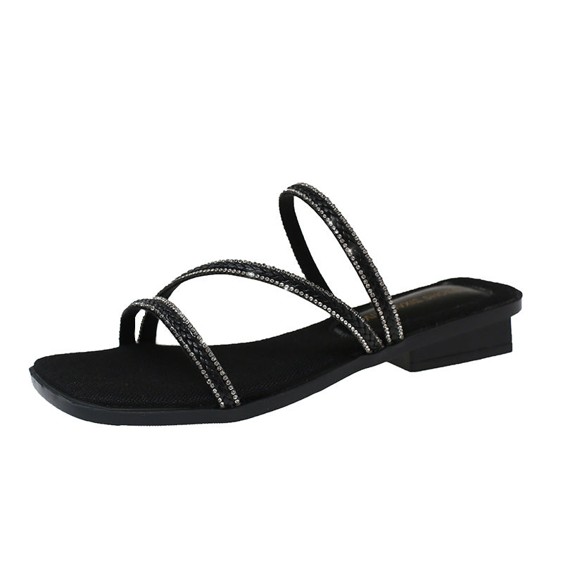 Damen Elegante Riemchensandalen mit funkelnden Strass-Akzenten EB