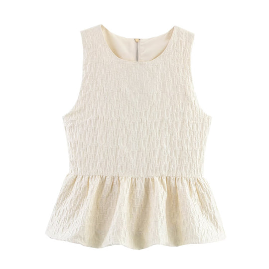 Damen elegantes Oberteil mit ausgestelltem Saum und strukturiertem Material EB