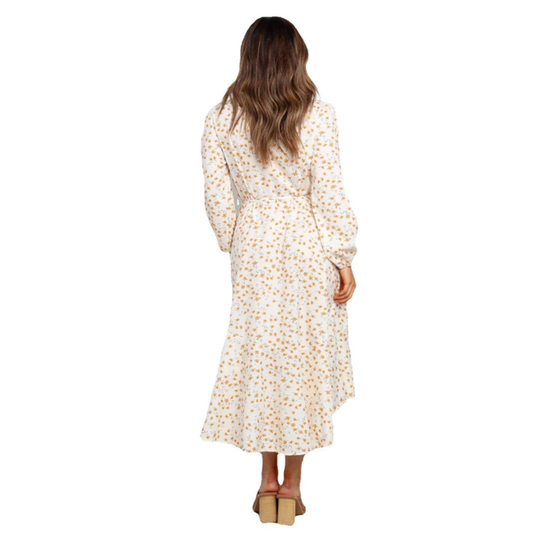 Damen Wickelkleid mit verspieltem Blumendruck und fließendem Rock EB