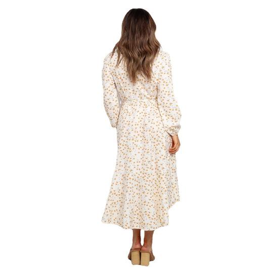 Damen Wickelkleid mit verspieltem Blumendruck und fließendem Rock EB