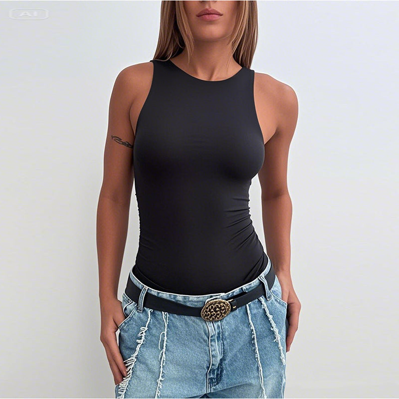 Damen figurbetontes Body mit gerafftem Design EB