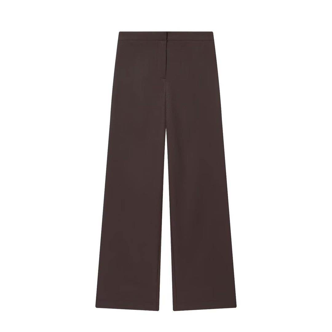 Damen nan elegante High‑Waist Weitbein-Anzughose mit flachem Bund und verdeckter Naht EB