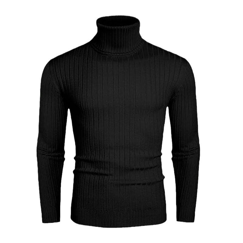Herren nan gerippter Feinstrick-Rollkragenpullover Slim Fit EB