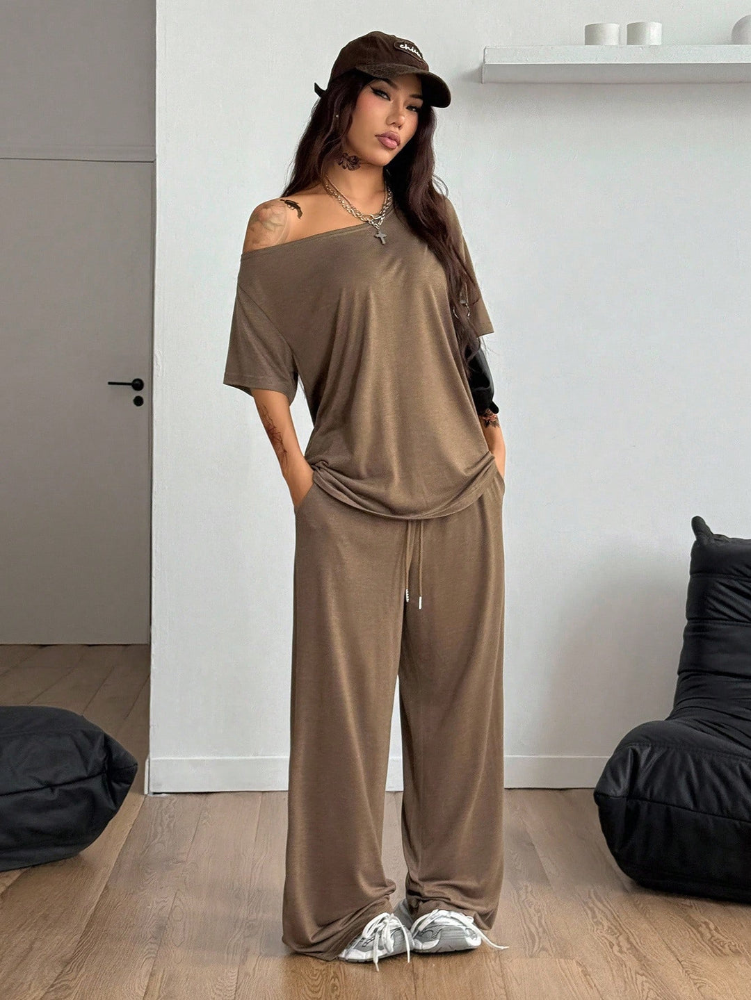 Damen lässiges Oberteil und Jogginghose Set EB