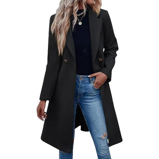Damen Eleganter Überwurfmantel mit doppelter Knopfleiste EB