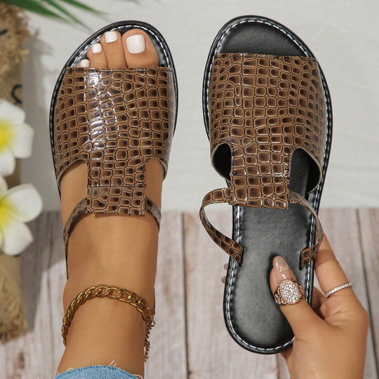 Damen Modische Sandalen mit Kroko-Prägung EB