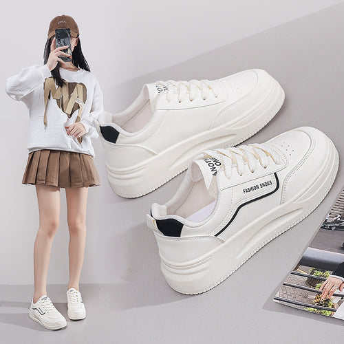 Damen Modische Sneakers mit dicker Laufsohle und atmungsaktiver Oberflächenstruktur EB