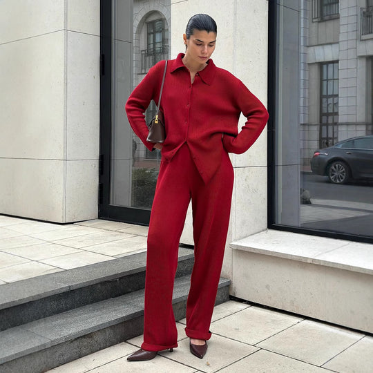 Damen Bequemes Strick-Ensemble aus weicher Baumwolle EB