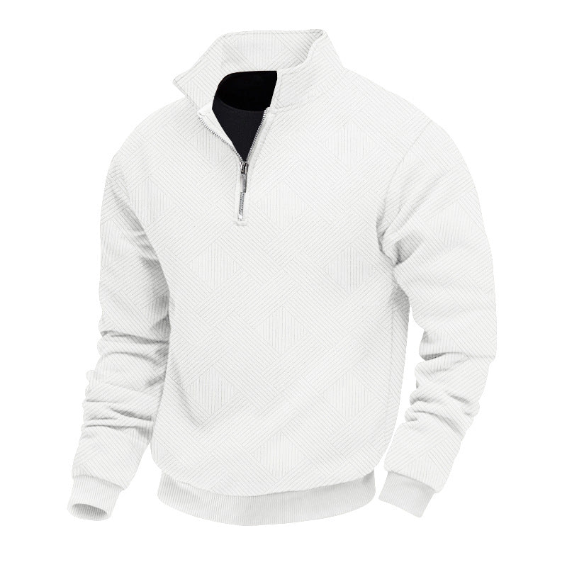 Herren hochwertiger Strickpullover mit Stehkragen und modischem Reißverschluss EB