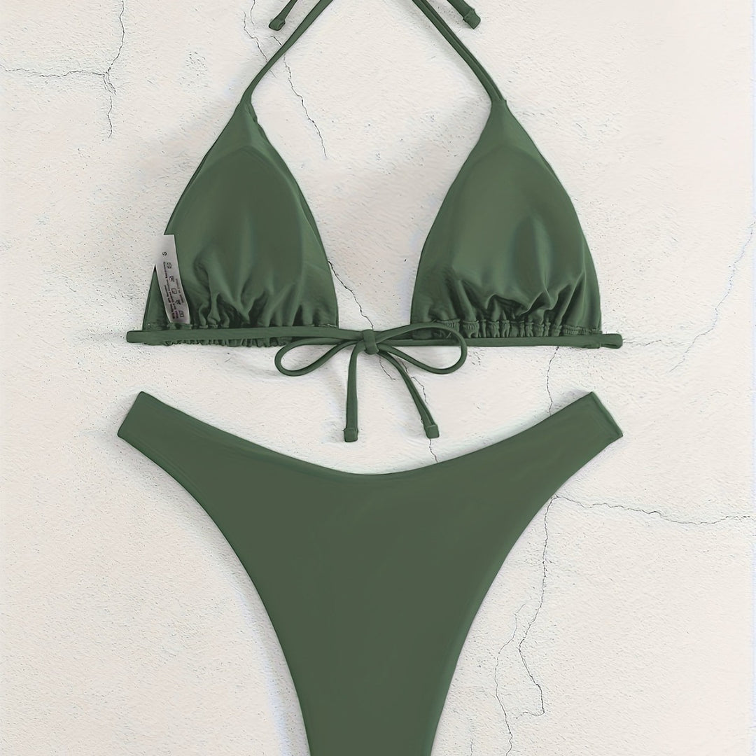 Damen Triangel-Bikini-Set mit gerafftem Design EB