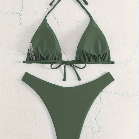 Damen Triangel-Bikini-Set mit gerafftem Design EB