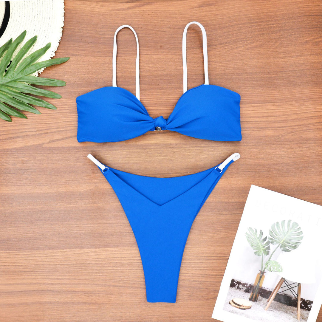 Damen Bandeau-Bikini mit trendigem Knoten-Design und hautfreundlichem Material EB