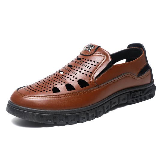 Herren Komfortable Slip-On Lederschuhe mit belüftetem Design EB