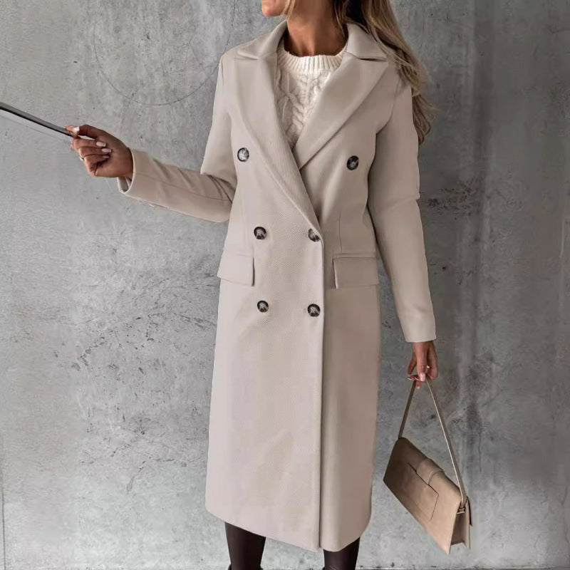 Damen Eleganter Doppelreihiger Mantel mit hochmodernem Schnitt EB