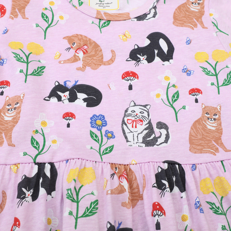 Mädchen T-Shirt Kleid mit kreativem Taschenmotiv EB