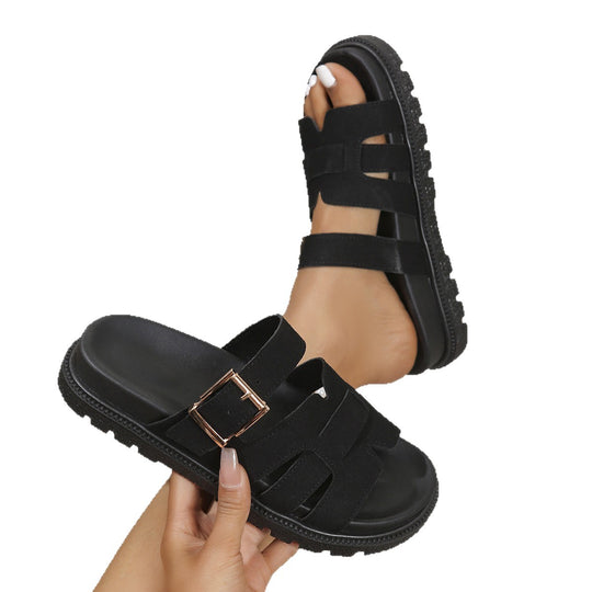Damen Komfortable Zehentrenner-Sandalen mit modischem Riemendesign EB