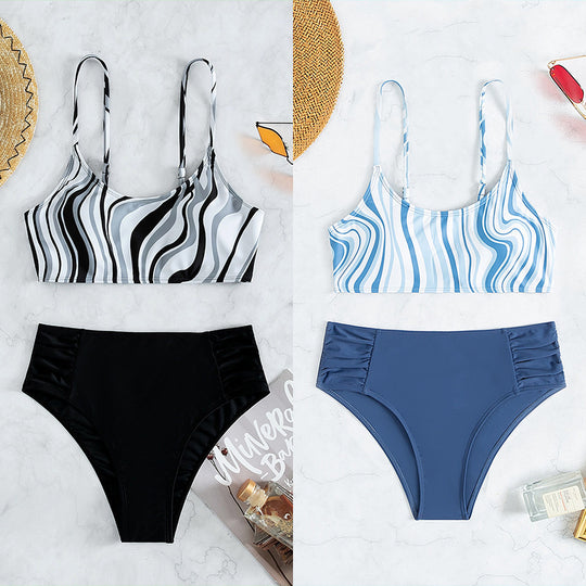 Damen Bikini-Set mit elegantem Wellenmuster EB