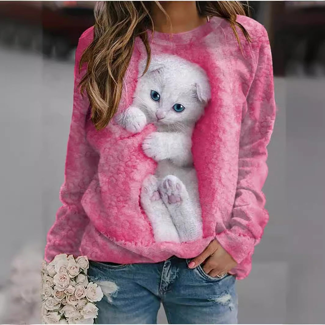 Damen Sweatshirt mit niedlichem Tiermotiv EB