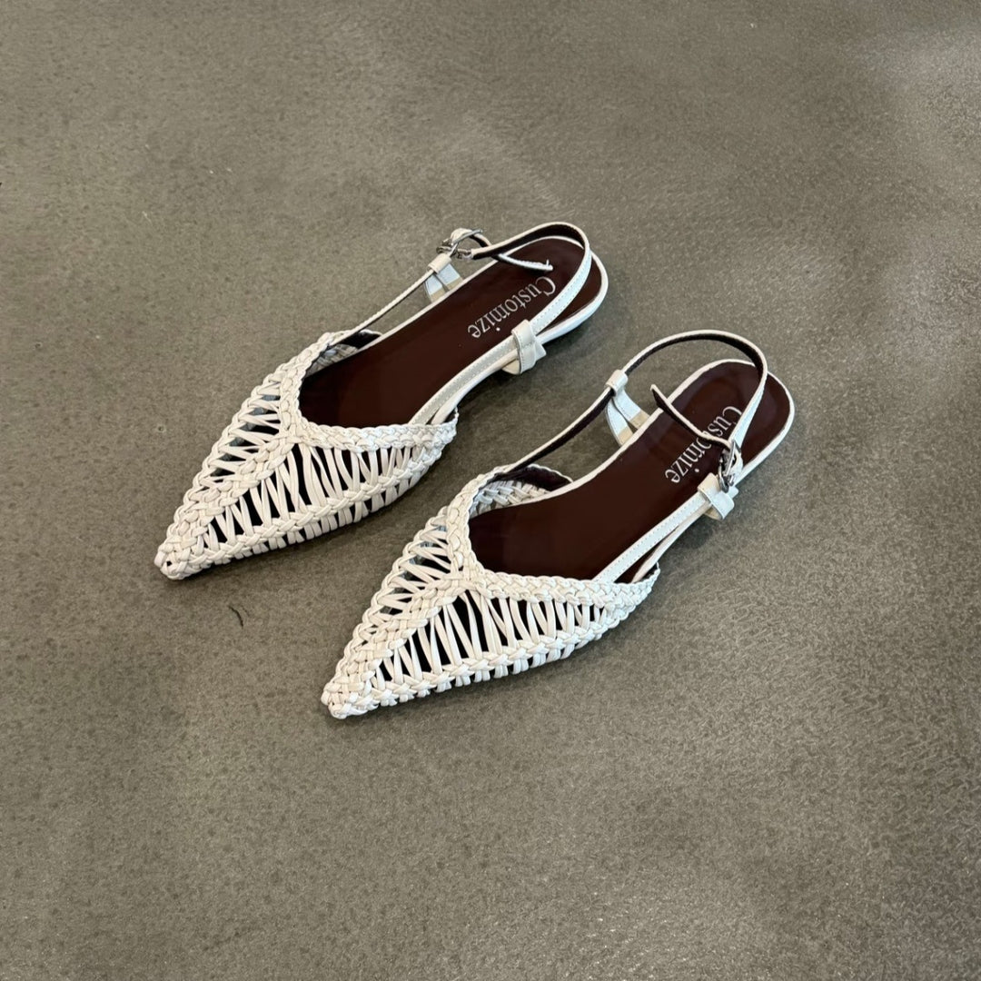 Damen Slingback Sandalen mit raffiniertem geflochtenem Design und komfortablem Fußbett EB