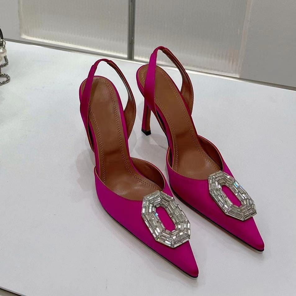 Damen Glamouröse Slingback High Heels mit funkelndem Schmuckdetail EB