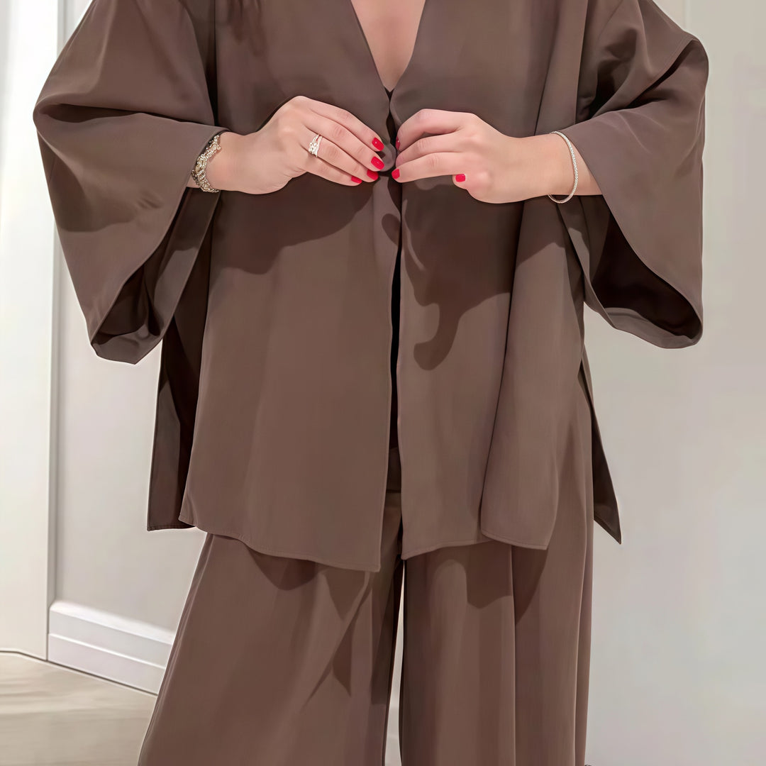 Damen Elegante Kimono-Jacke mit weiten Ärmeln und lockerer Passform EB