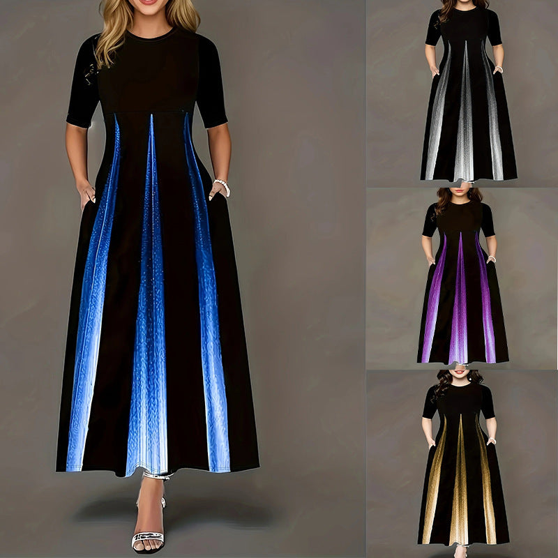 Damen Maxikleid mit modernem Farbverlauf und praktischen Seitentaschen EB