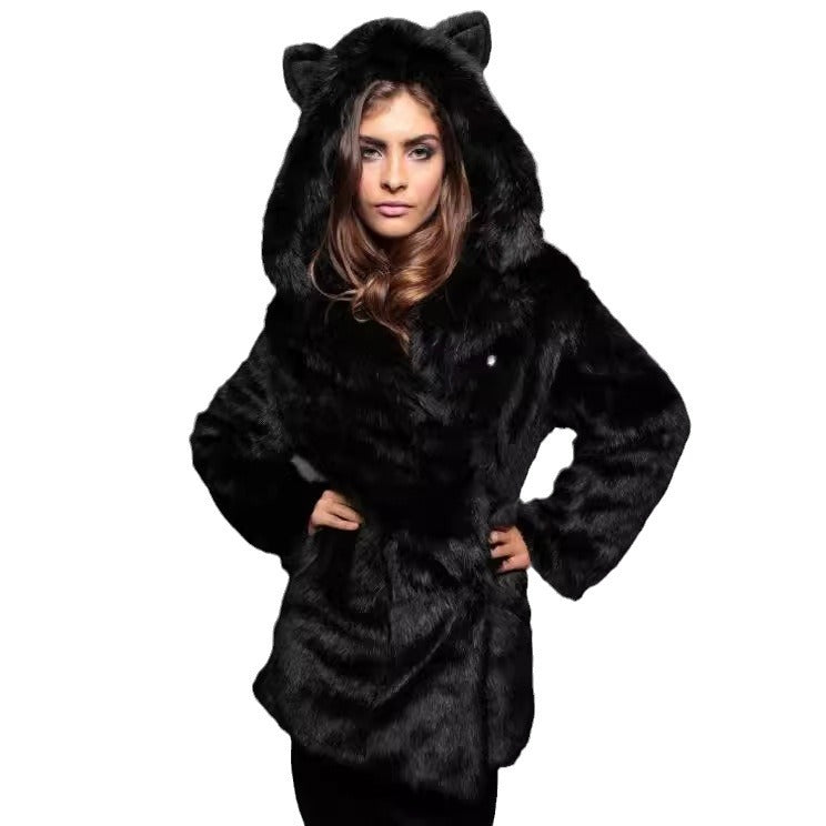 Damen Kuscheljacke mit Tiermotiv und Kapuze EB