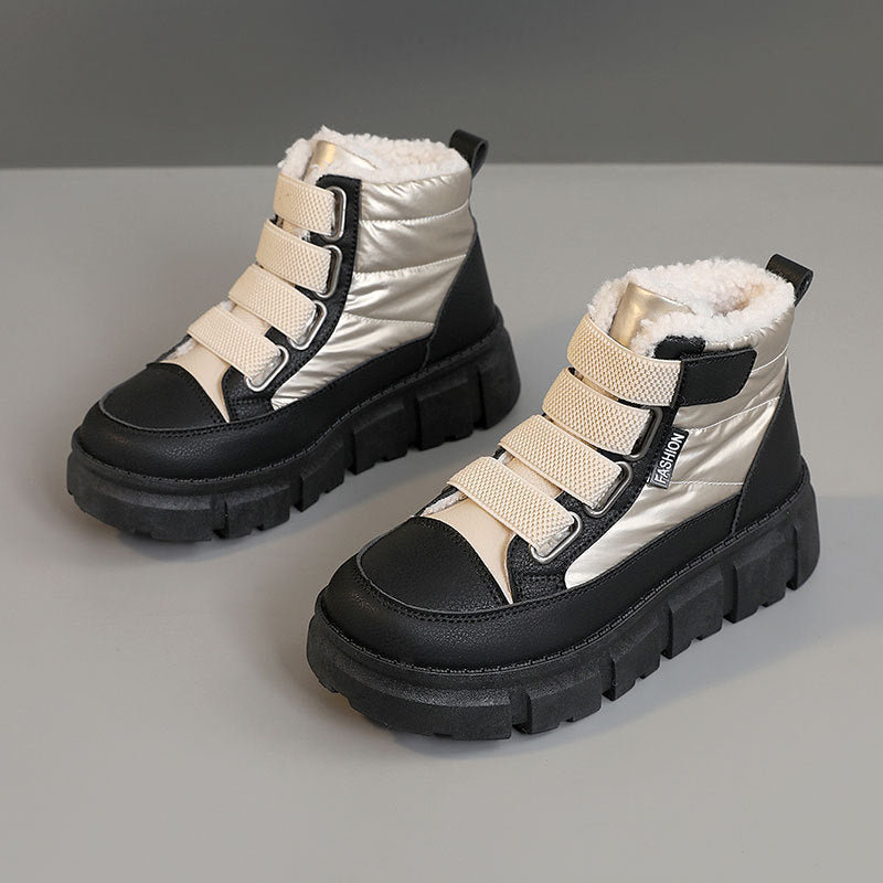 Damen Winterstiefel mit warmem Fleece-Futter und praktischen Klettverschlüssen EB