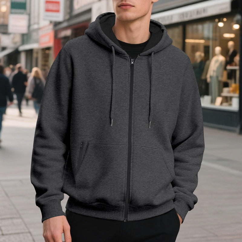 Herren Zip-Hoodie mit praktischen Taschen und atmungsaktiver Fleece-Innenausstattung EB