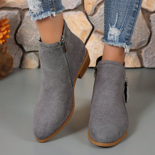 Damen elegante Stiefeletten mit modischer Reißverschluss-Applikation EB