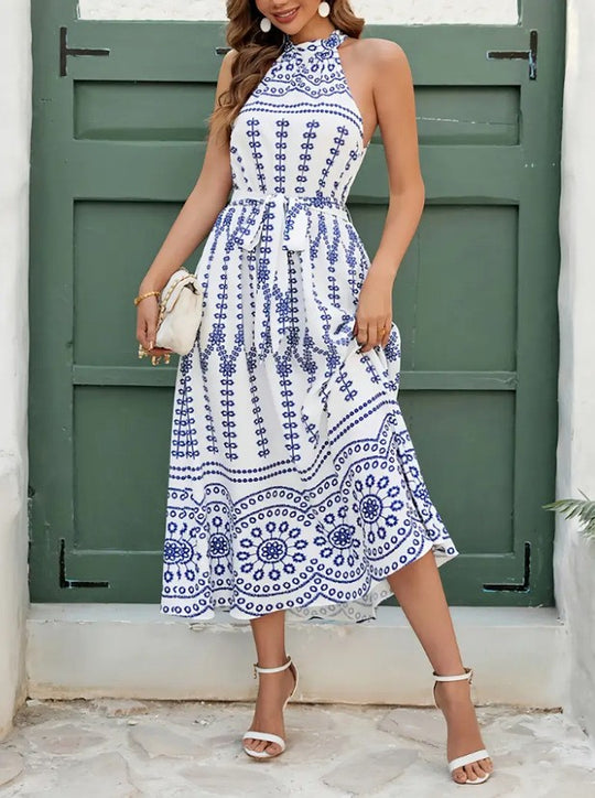 Damen Midikleid mit hübschem Kragen und floralem Druck EB