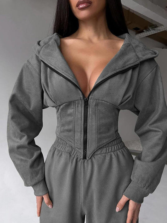 Damen Urbaner Kapuzen-Jumpsuit mit funktionellen Details EB