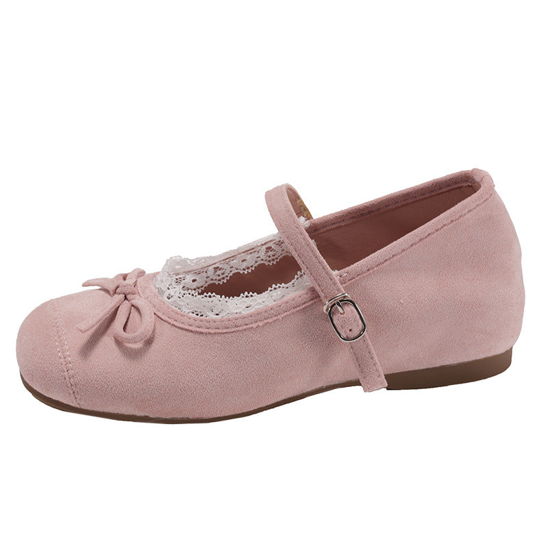 Damen elegante Ballerinas mit feiner Spitzenverzierung und praktischem Schnallenverschluss EB