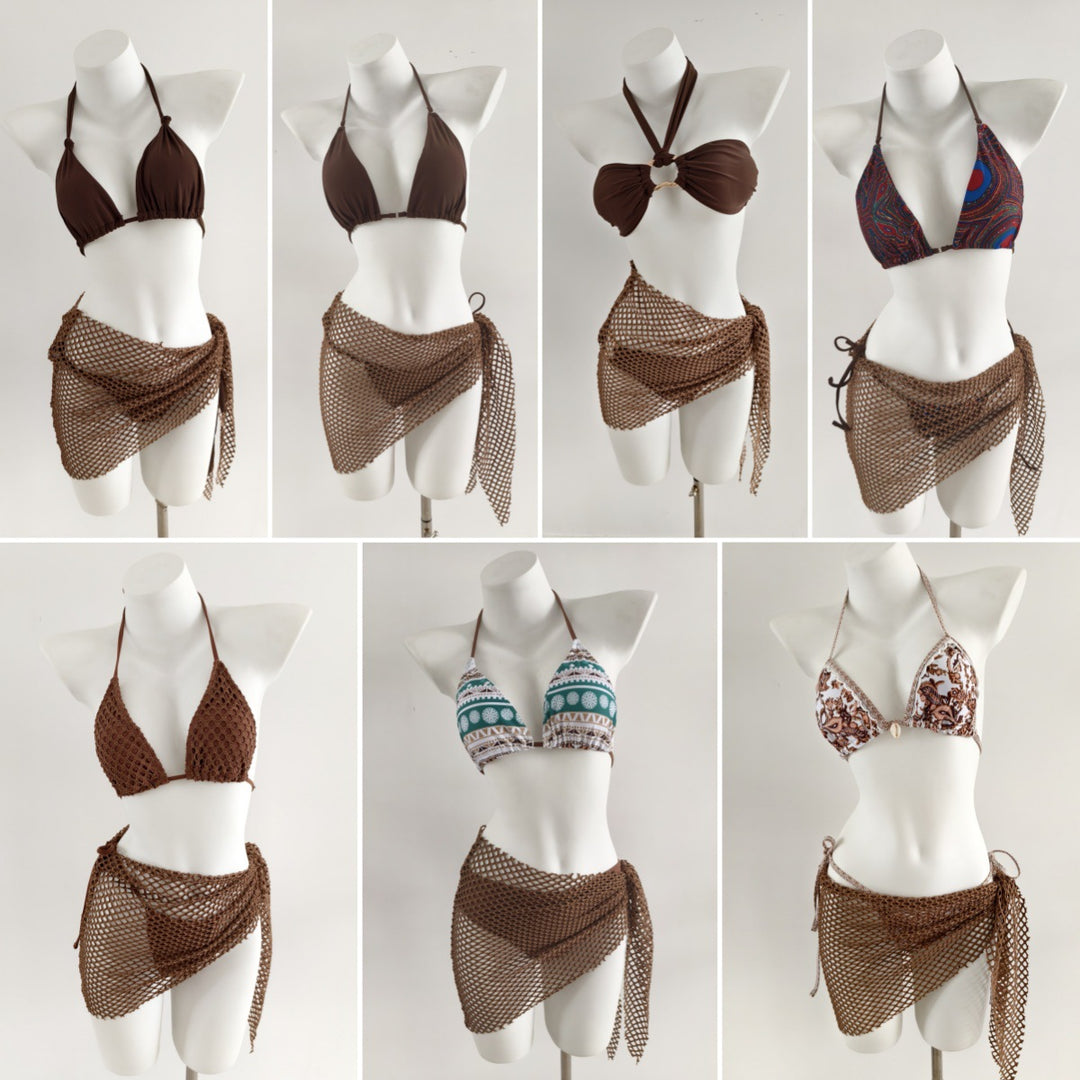 Damen Triangel-Bikini mit modischen Netzrock-Details EB
