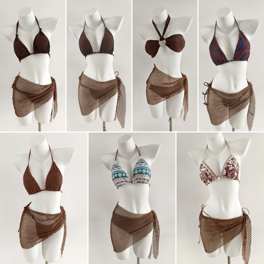 Damen Triangel-Bikini mit modischen Netzrock-Details EB