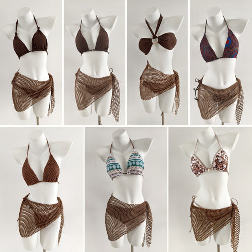 Damen Triangel-Bikini mit modischen Netzrock-Details EB